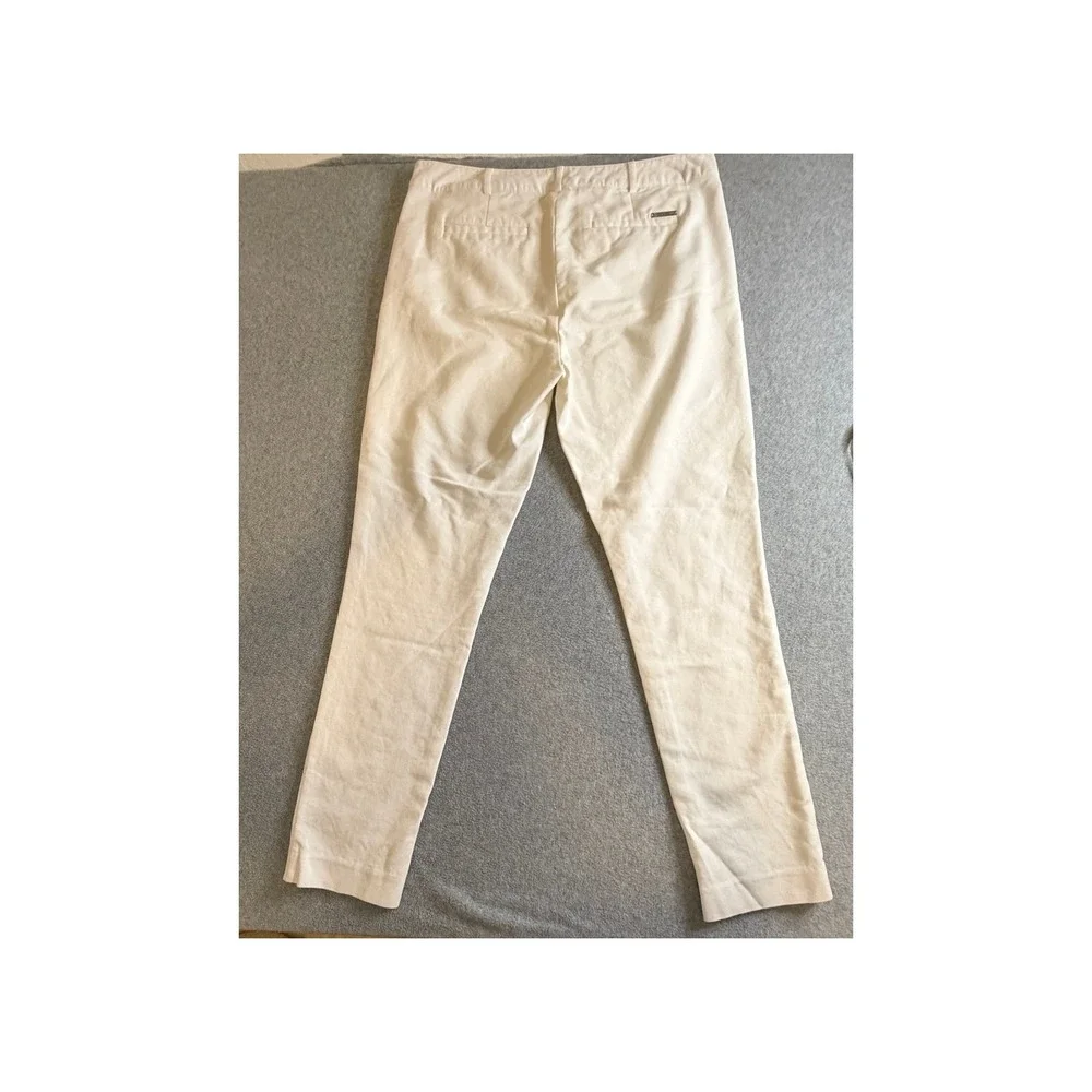 Michael Kors Womens White Slim Leg Stretch Cotton Trousers Pants Size 10 - Picture 2 of 7